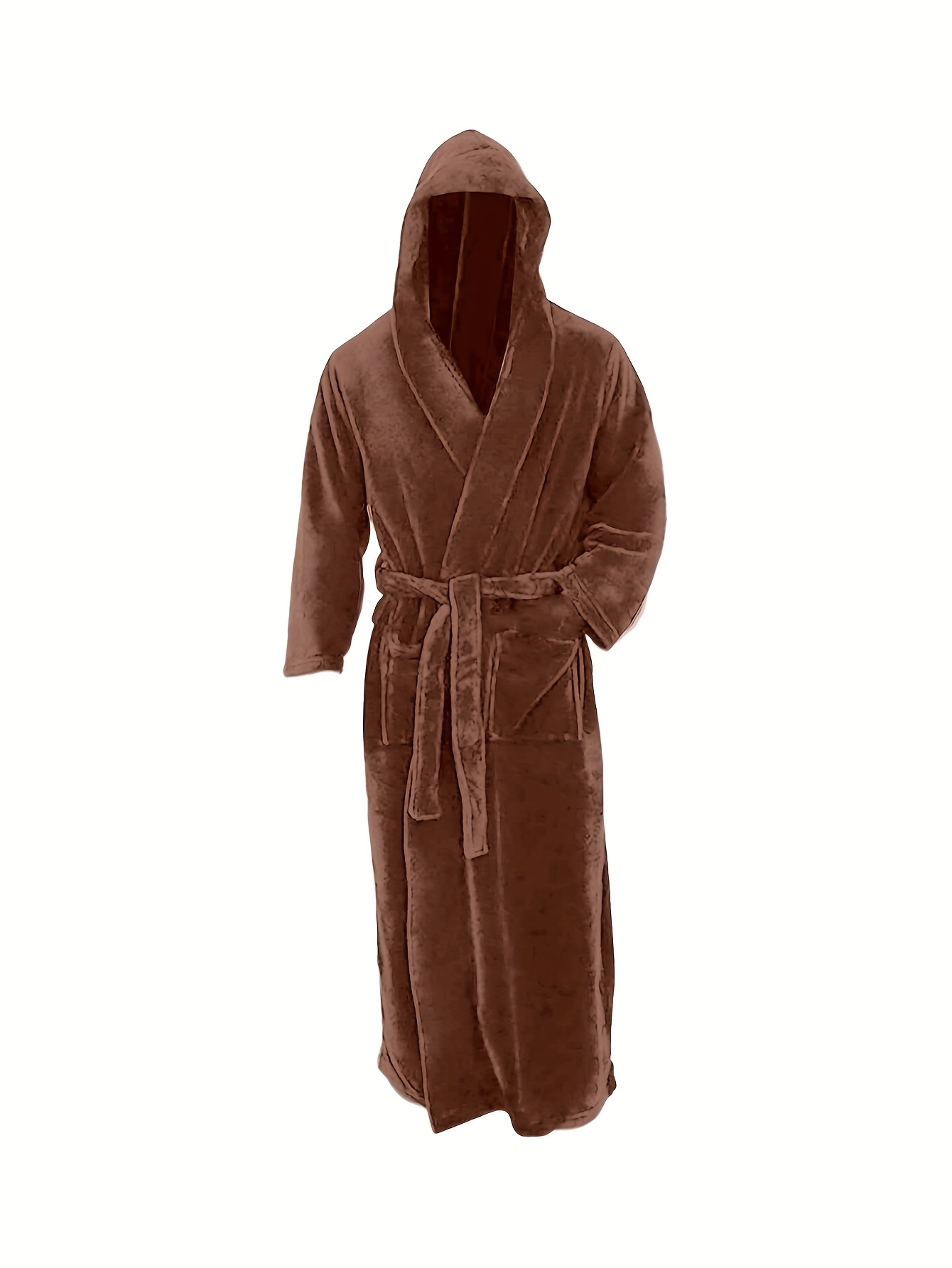 mens luxury plush fleece hooded bathrobe winter long robe - Temu Netherlands