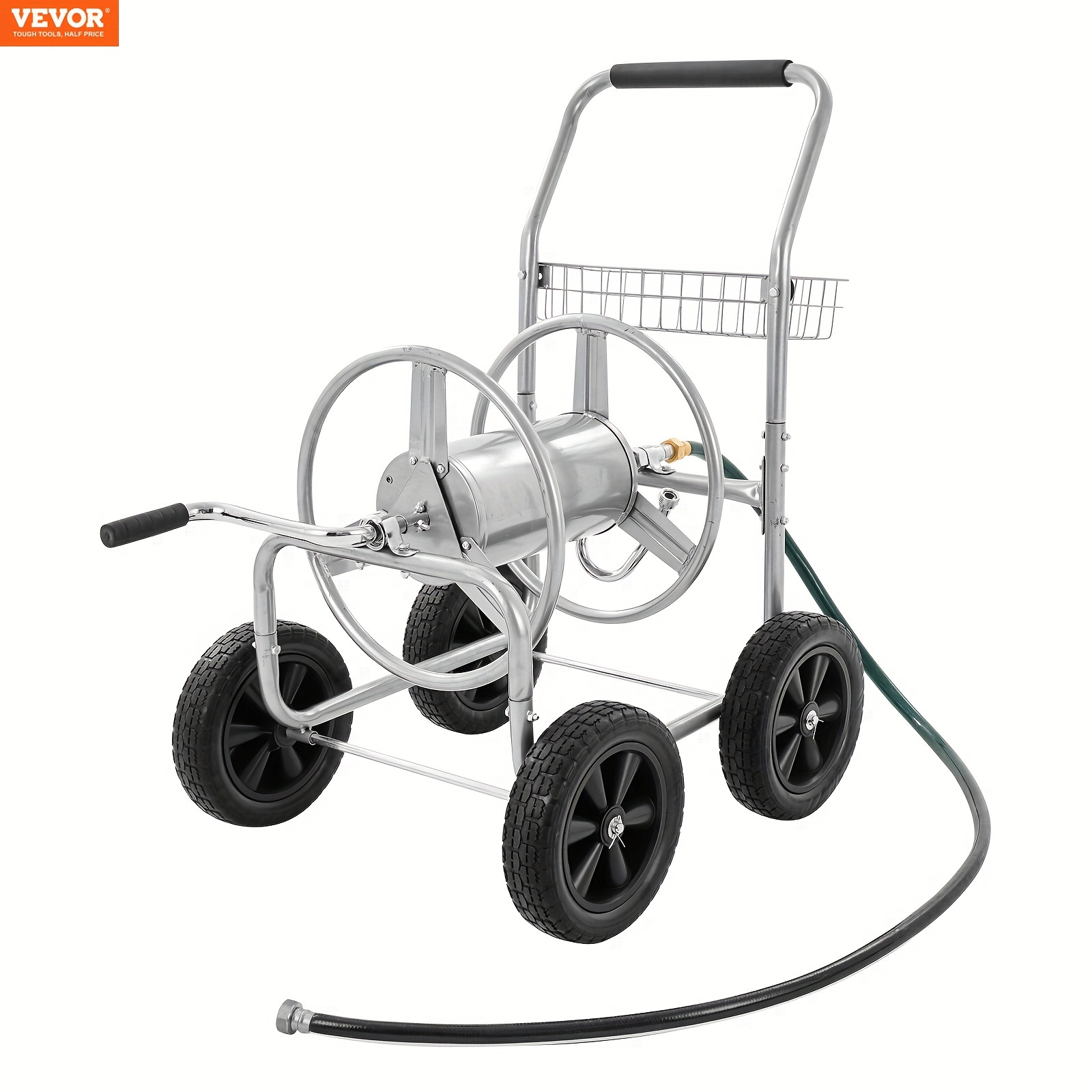 

Vevor Hose Reel Cart With Wheels, Metal Hose Reel Holds 300 Feet Of 5/8" Hose Capacity Heavy Duty Outdoor Water Planting Truck For Yard, Garden