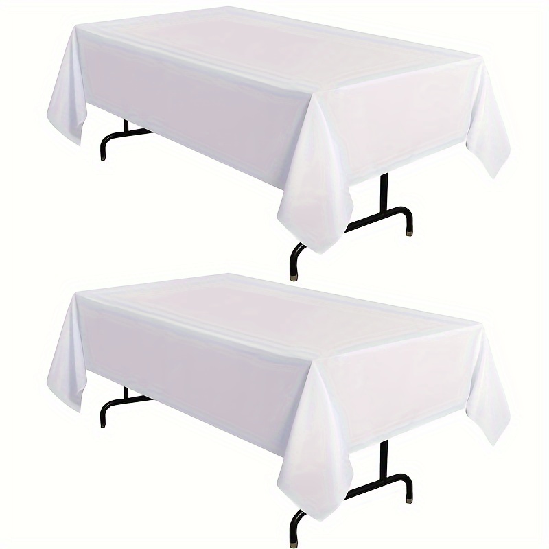 

2-pack White Tablecloths, 137*183cm Tablecloth - Disposable Plastic Anti-fouling And Wrinkle-resistant Tablecloths, Suitable For Dining Tables, Buffet Parties And Camping