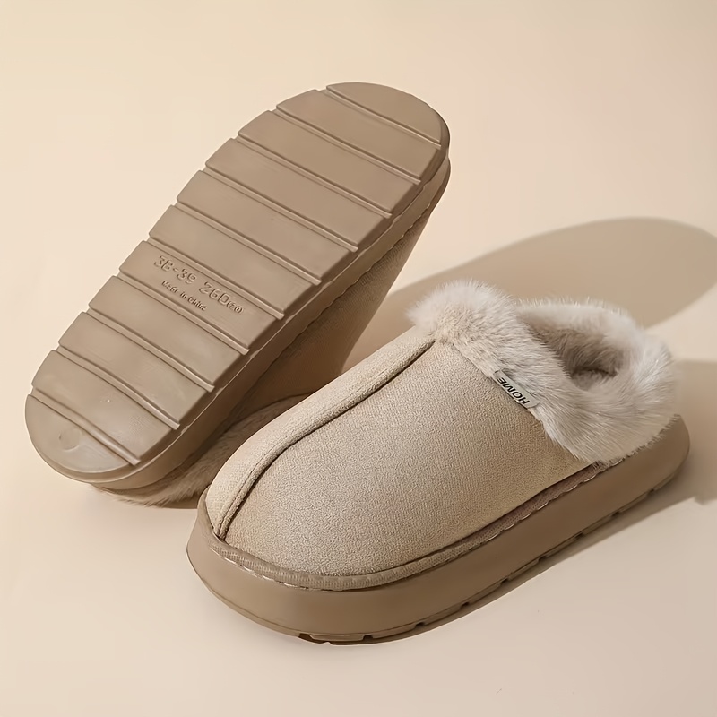 TEMU Pantofole e confortevoli in peluche con suola spessa, adatte per capelli corti, da indossare sia all'interno che all'esterno, con punta larga,