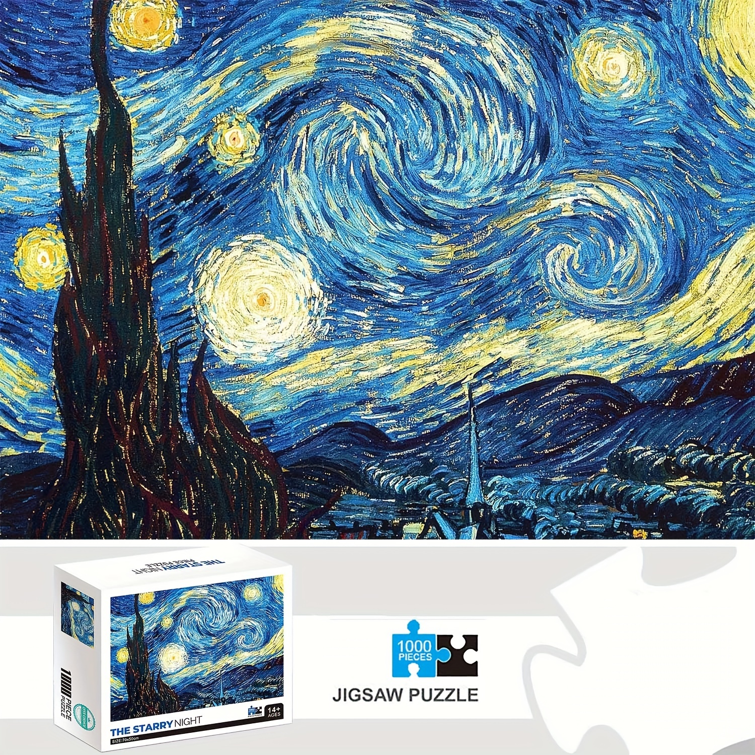 

1000pcs The Starry Night Puzzles, Thick And Durable Seamless Jigsaw Puzzles For Adults Fun Puzzles For Brithday, Christmas, Halloween, Thanksgiving, Easter
