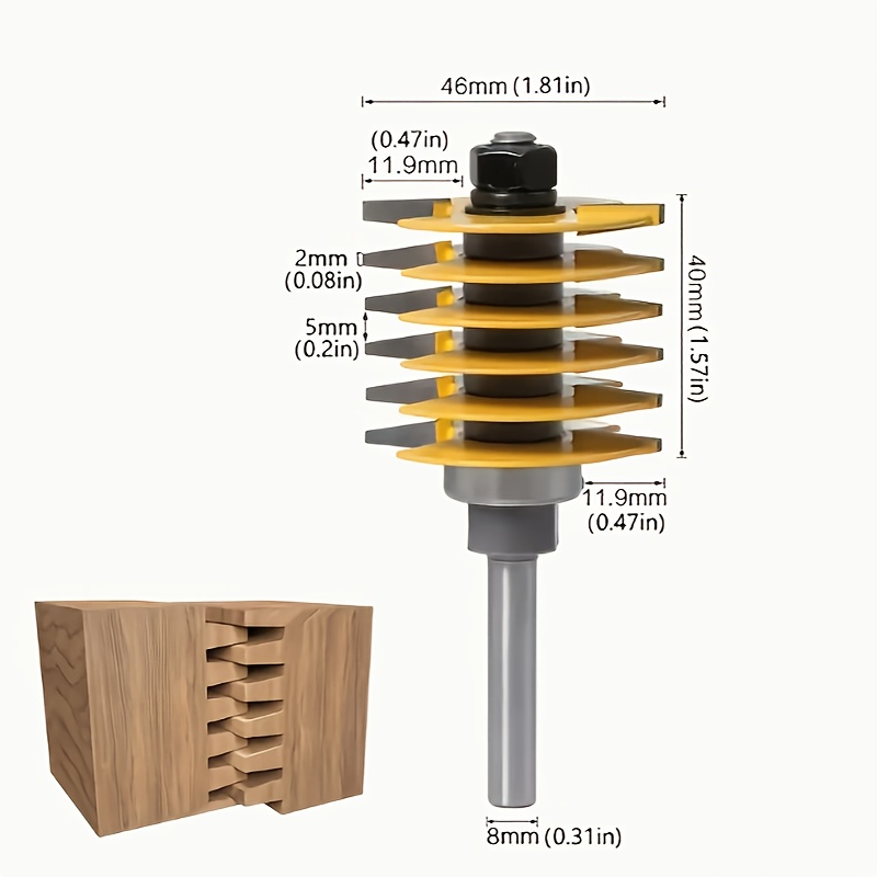 Stair Notch Cutter Yellow Two-tooth, 8 Handles 12 Handles 1/2 Handle Jointer Jigsaw Router Chisel Woodworking Cutter