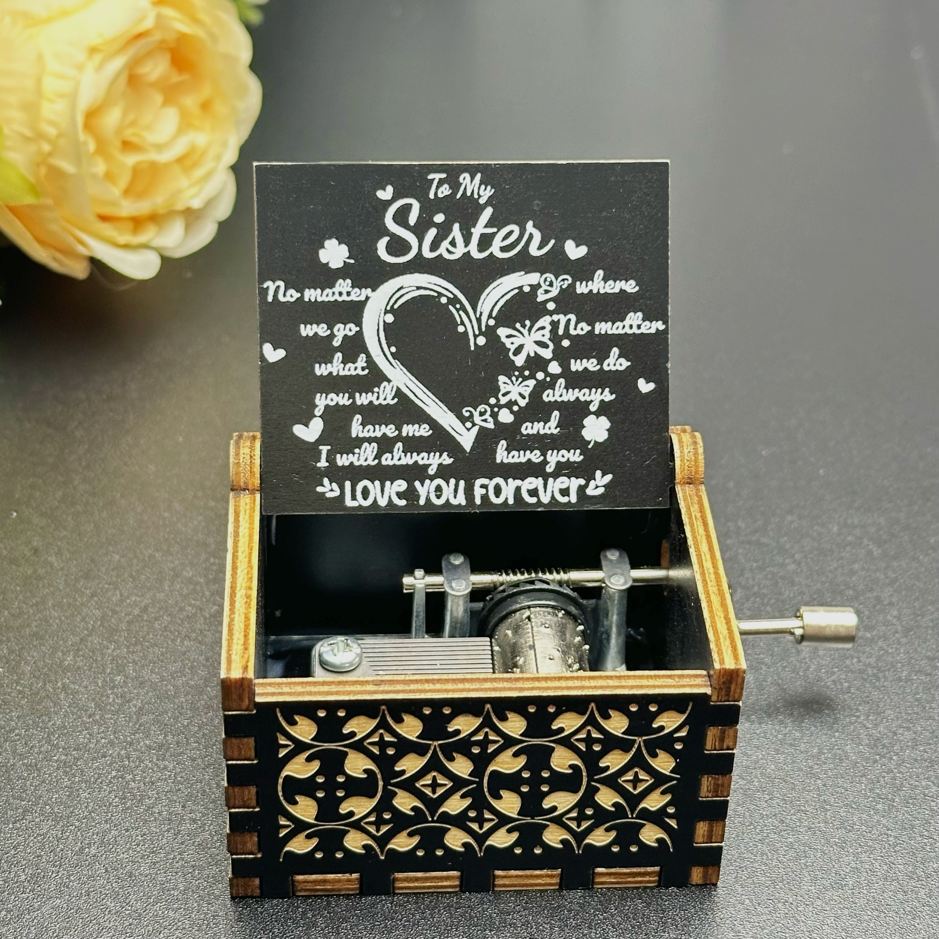 E-shop Vintage Holz Laser Geschnitzte Handkurbel Musikbox, Muttertag/Geburtstag/Weihnachten/Jahrestag/Hochzeit/Valentinstag/Neujahrsgeschenk,