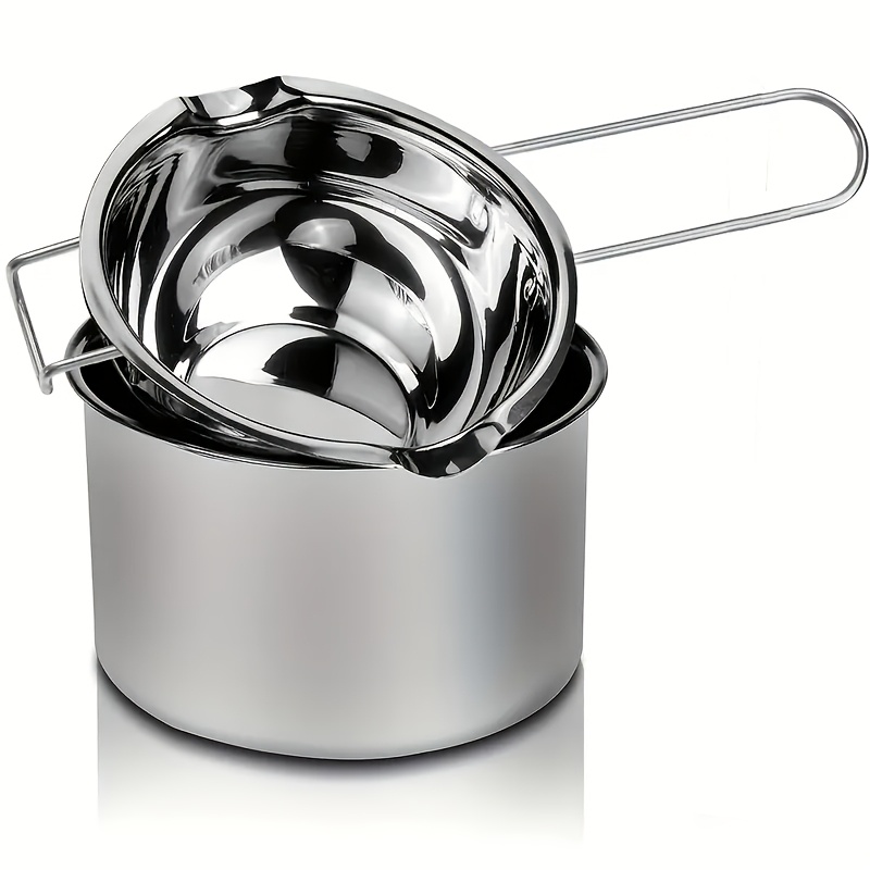 E-shop 2er-Set -Schmelztiegel aus Edelstahl, Butter- und Käseschmelzschüssel, doppeldüsiger, hitzebeständiger Griff, Doppeltopf Edelstahltopf zum von