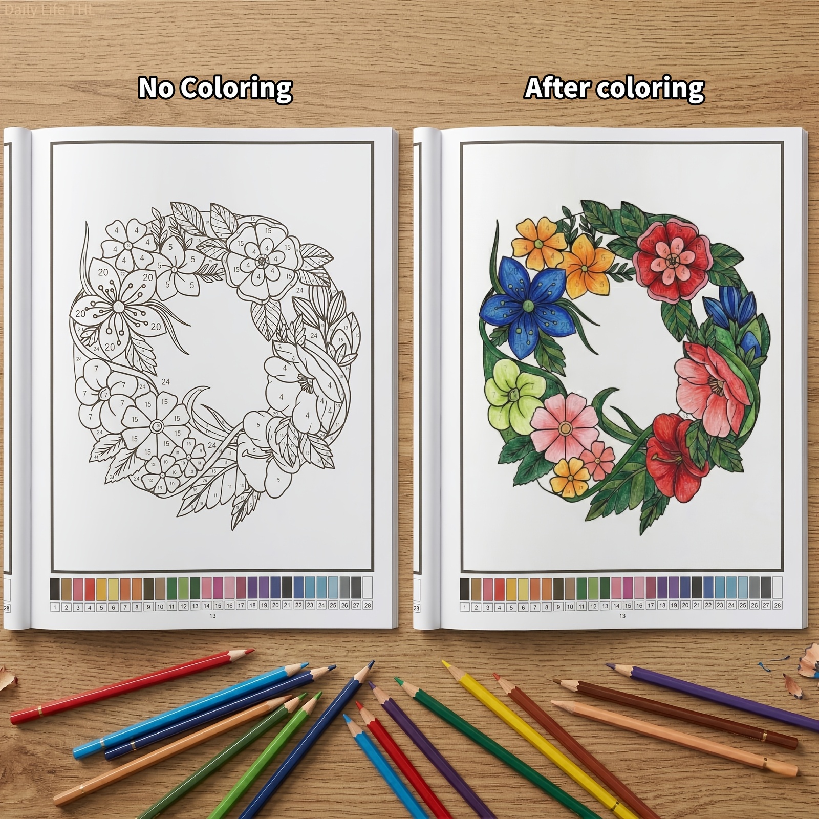 Image of 32 Themes Color By For Adults And Kids, Relax Coloring Book With Detailed Animal, Flower And Landscape Patterns, Painting Pads, Gift For Artists & Beginners, Large Size 11.4in