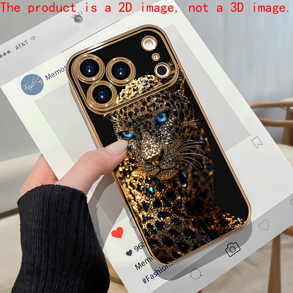 TEMU Phone Case - 2d Flat Elegant Light Luxury Electroplated Phone Case With Ornate Golden And Design, Suitable For Iphone 17, 16, 15, 14, 13, 12, 11
