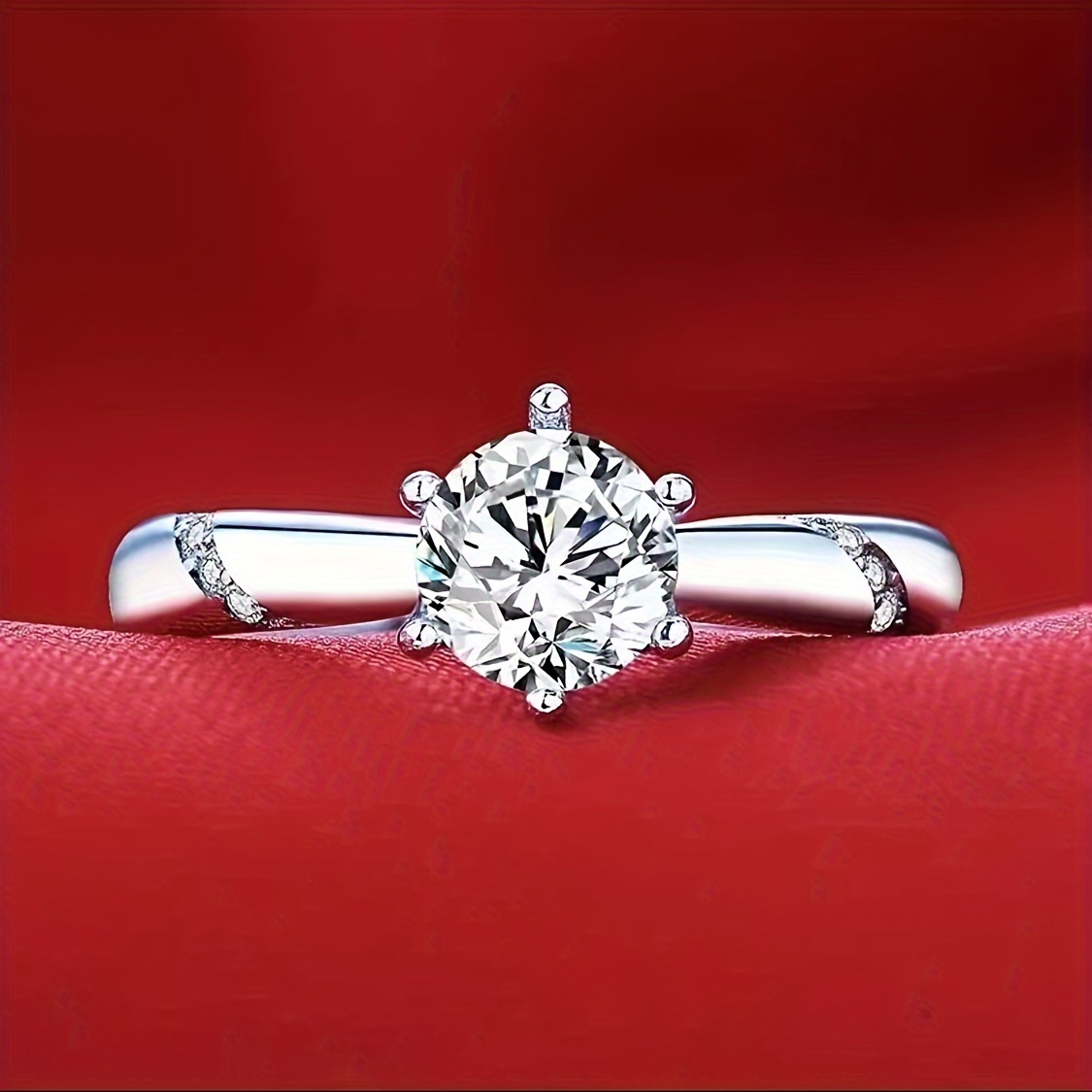 

925 Sterling Silver 1 Ct Moissanite Ring Classic Simple 6-claw Inlaid Engagement Wedding Ring Gift Ring Mouth Adjustable