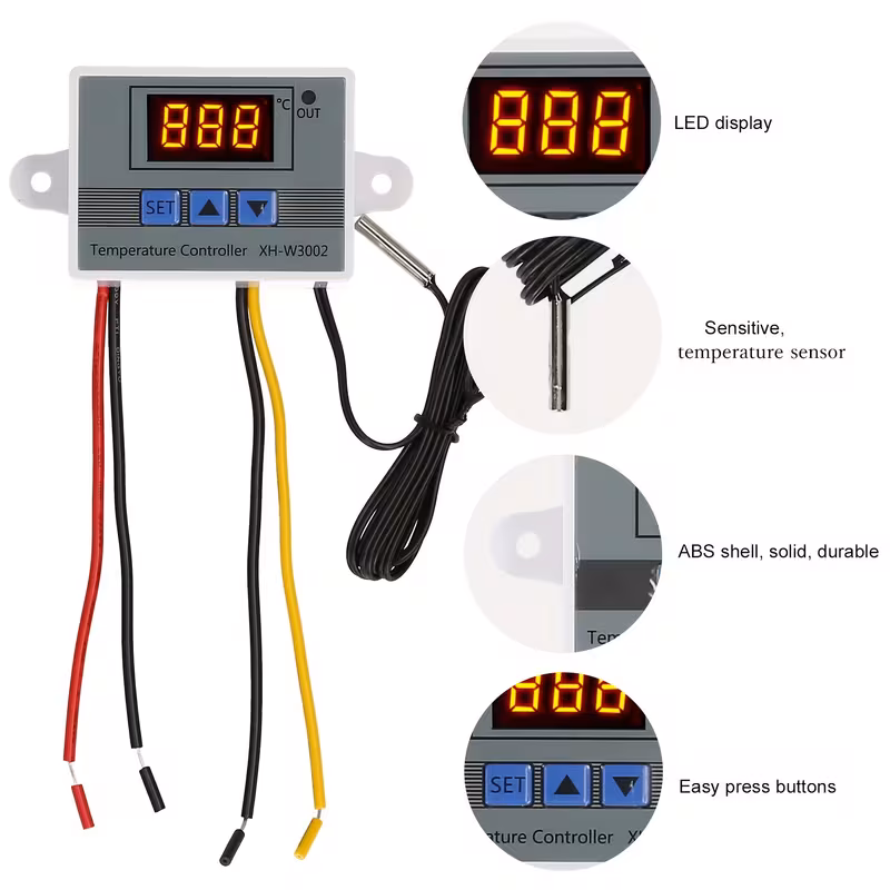 ac110v~220v בקר טמפרטורה דיגיטלי led מקצועי w3002 10a רגולטור תרמוסטט xh-3002 פרטי מוצר 2
