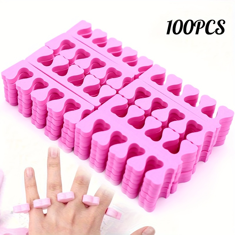 

Pink Heart-shaped Nail Art Toe Separators, Soft Sponge Finger Spacers For Pedicure And Manicure, Gel Uv Polish Application Tools Set