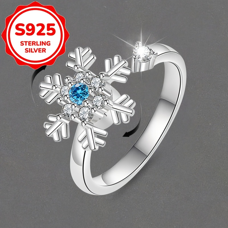 Women's S925 Rotatable Snowflake Ring