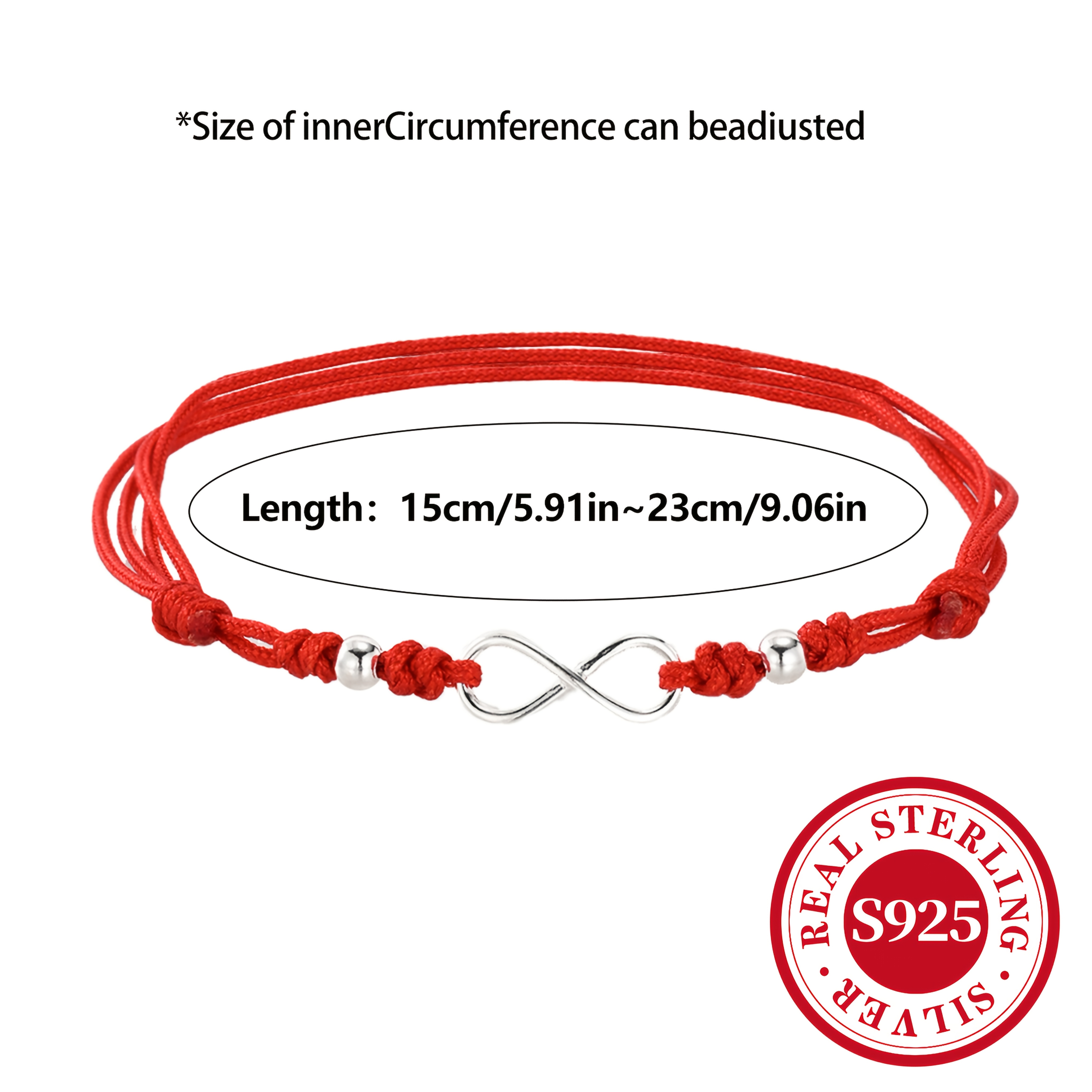 E-shop 925 Sterling Silberfarbenes, mit Perlen verziertes, rotes, gewebtes Armband für alltägliche Schmuckverfeinerungen oder Geburtstagsgeschenke,