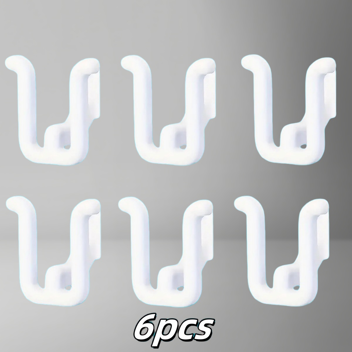 TEMU 6pcs Self-adhesive Wall Hooks - No Tools Required, Durable Plastic Hooks For Bathroom, Kitchen, Bedroom - Space Saving Decorative And Functional