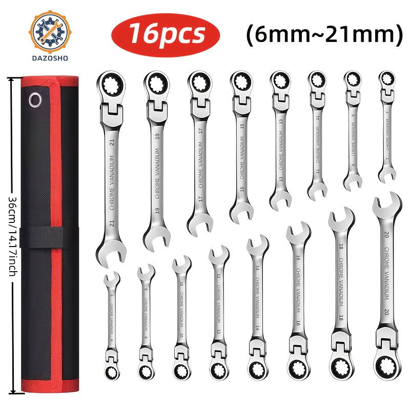 TEMU 180° Quick-adjust Ratchet Wrench Set – Multi-functional, Labor-saving Carbon Steel Tool Kit With Adjustable Head For Auto Repair And Maintenance, Wrench Set For Mechanic