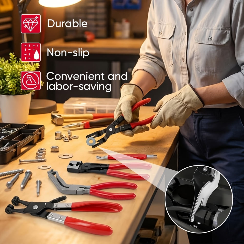 5pcs auto electrical disconnect plier set hose clamp pliers tool set electrical disconnect pliers high carbon steel 60 degree angled joint separator auto repair hose clamp tool Product details 6
