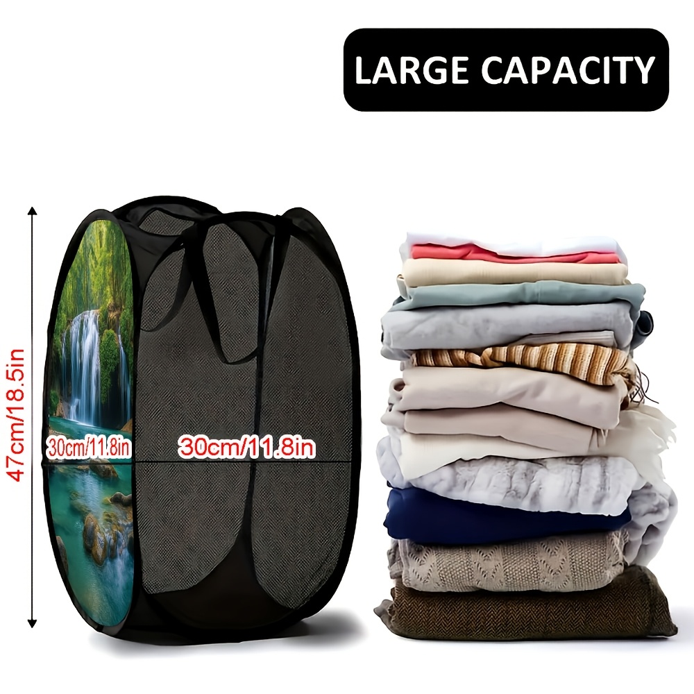 TEMU 1 panier à linge pop-up sur le thème de la nature avec motif , parfait pour la Saint-Valentin, encombrant et facile à plier pour organiser votre