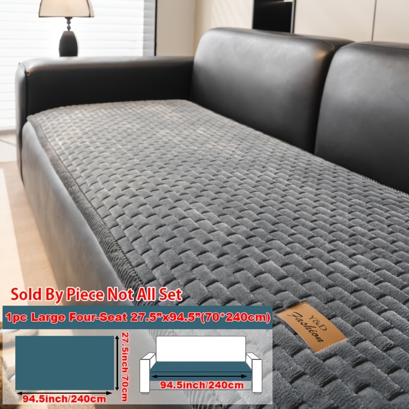 TEMU 1pc Thick Warm Flannel Sofa Cover Suitable For , Retro Anti-slip Couch Cover With Modern Split- & Suitable For Single/3-seater//4-seater Sofas,