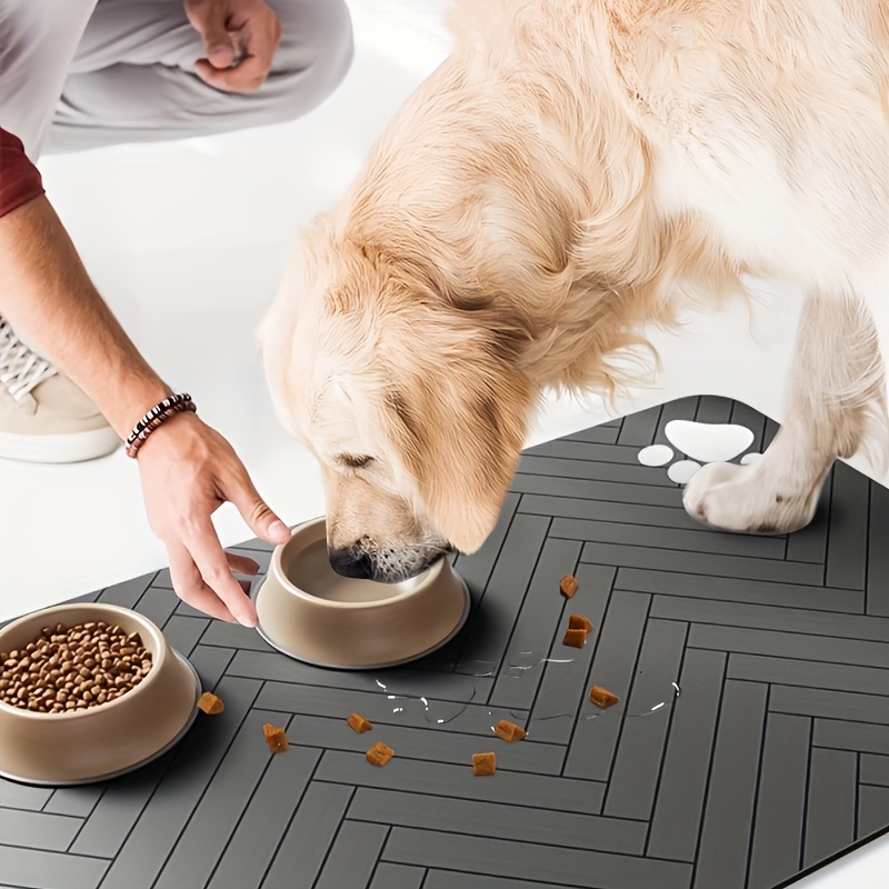 geometric paw print dog food mat non slip quick absorbing pet bowl mat rectangular design suitable for small to medium dogs durable pet accessory Product details 7
