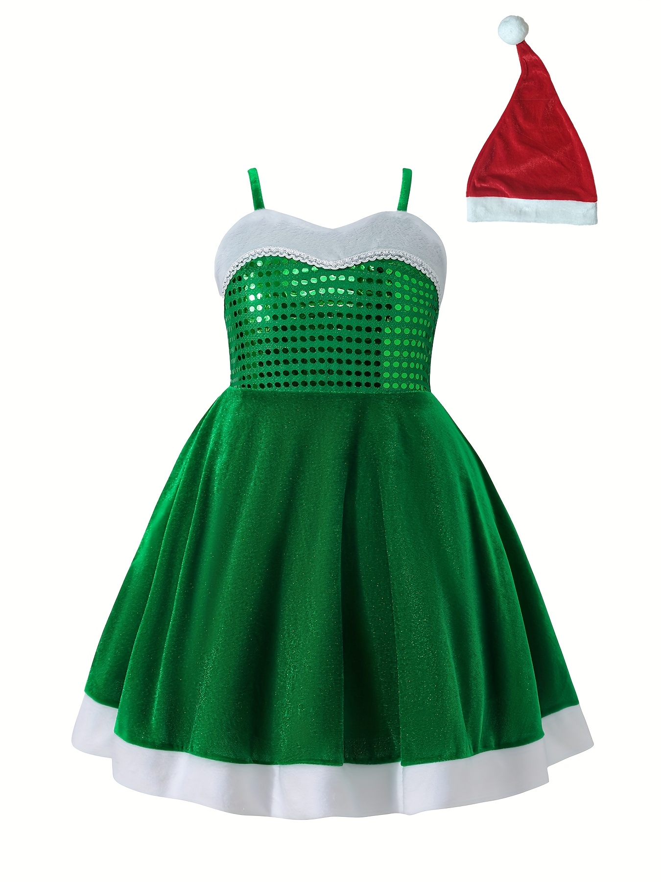 white christmas dresses Kids Red & White Dot Pom Pom Christmas Tree Tulle Dress – Little-Minnows main image 0