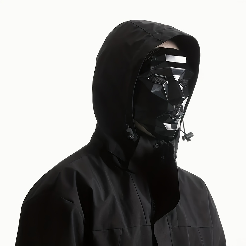 Fashion Black Mechanical Mask, Boss Helmet for Halloween, with Adjustable Shoulder Straps, Made of Thickened PVC Material, Lightweight and Versatile, Suitable for Holiday Atmosphere Gift Mask