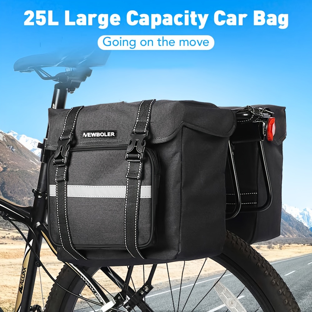 

Sac double de vélo avec housse de pluie, capacité de 25L, imperméable, pour porte-bagages arrière de vélo avec bande réfléchissante