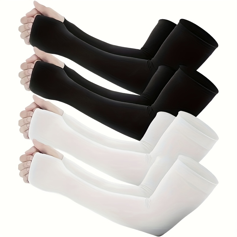 TEMU 4 Pairs Of Sun Protection Cooling Arm Sleeves With Thumb Holes For Men And Women, Suitable For Golf Basketball Cycling Fishing Driving