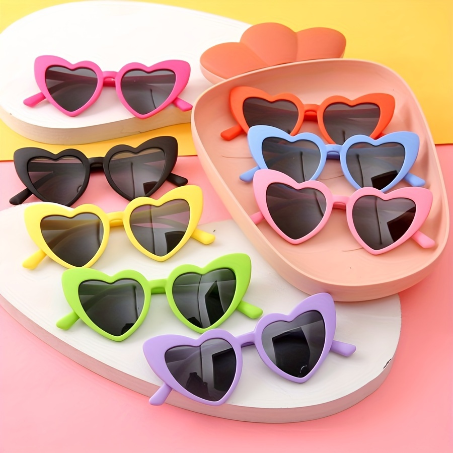 

3 Pcs Fashion Heart-shaped Glasses, Trendy Multicolor Pc Frame & Lens, Casual Beach Style For Women Couples