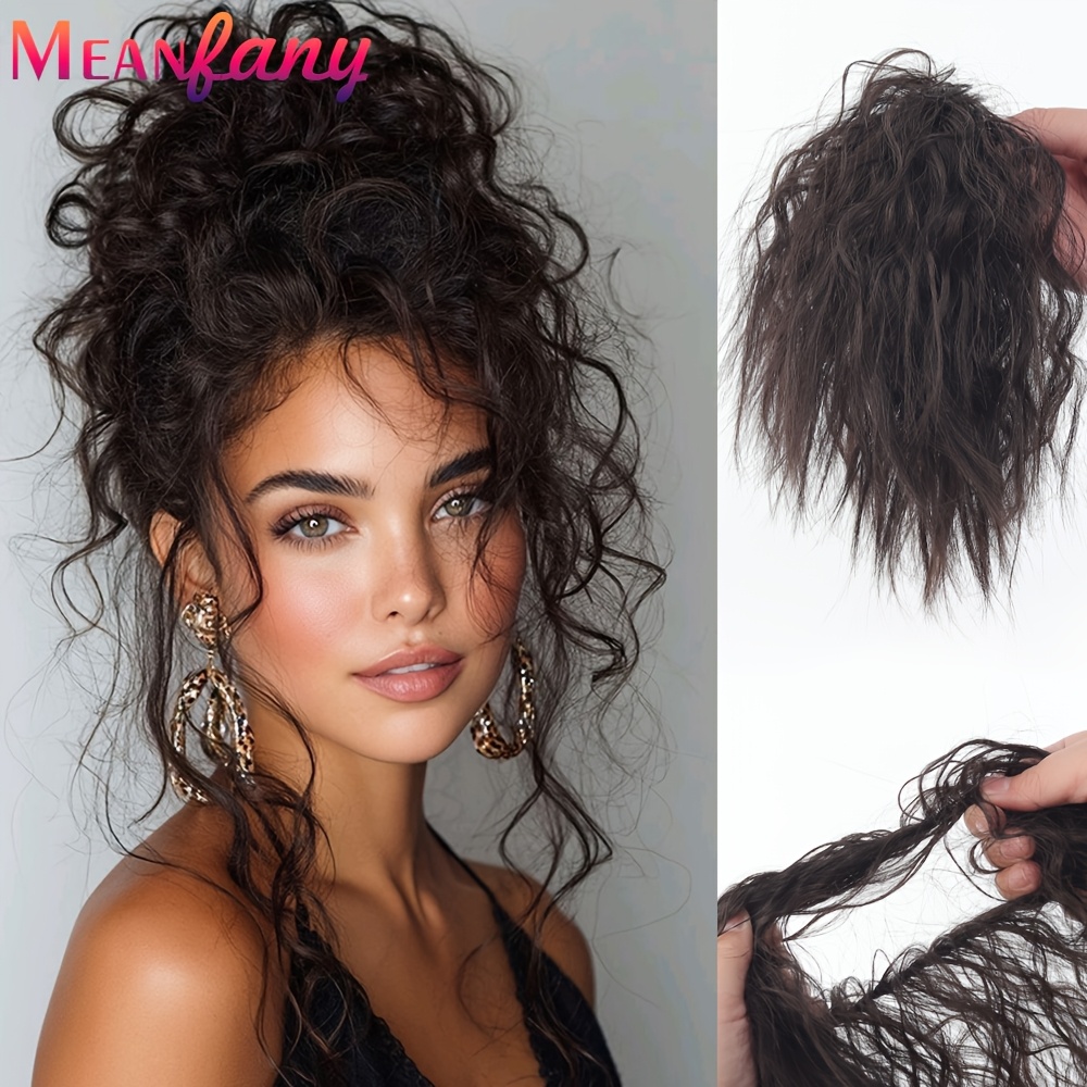 Image of Women's Curly Wave Rubber Hair Elastic Ponytail | High Temperature Fiber Material, Ideal For Curls