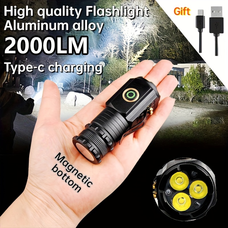 

15000 Rechargeable Mini Pocket Multifunctional Flashlight, 4 Dimming , Double-click To Lighting Mode, Large Capacity Lithium Battery, To Carry