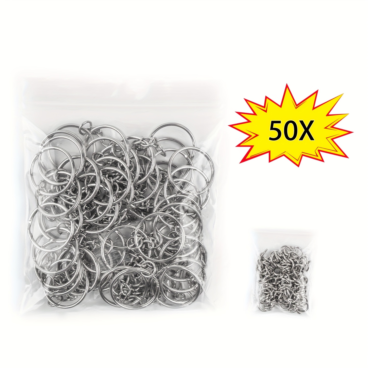 Image of 100/50pcs Key Ring, 25mm Key Ring With Chain, With Ring