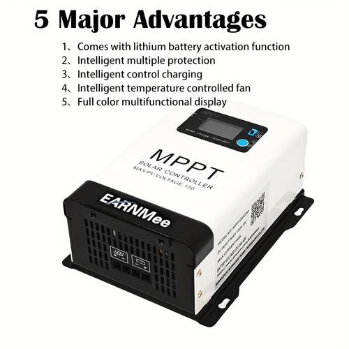 heavy duty mppt solar charging controller solar panel charging controller 12 24 volts compatible lead acid lithium batteries ideal for rv large compatible with poly panels solar charging controller 60a 100a