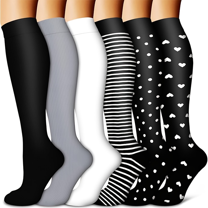 TEMU 6 paires de chaussettes de compression 10 mmhg respirantes montantes jusqu'au genou pour , longues, , pour mollet, pour hommes, femmes, couples,