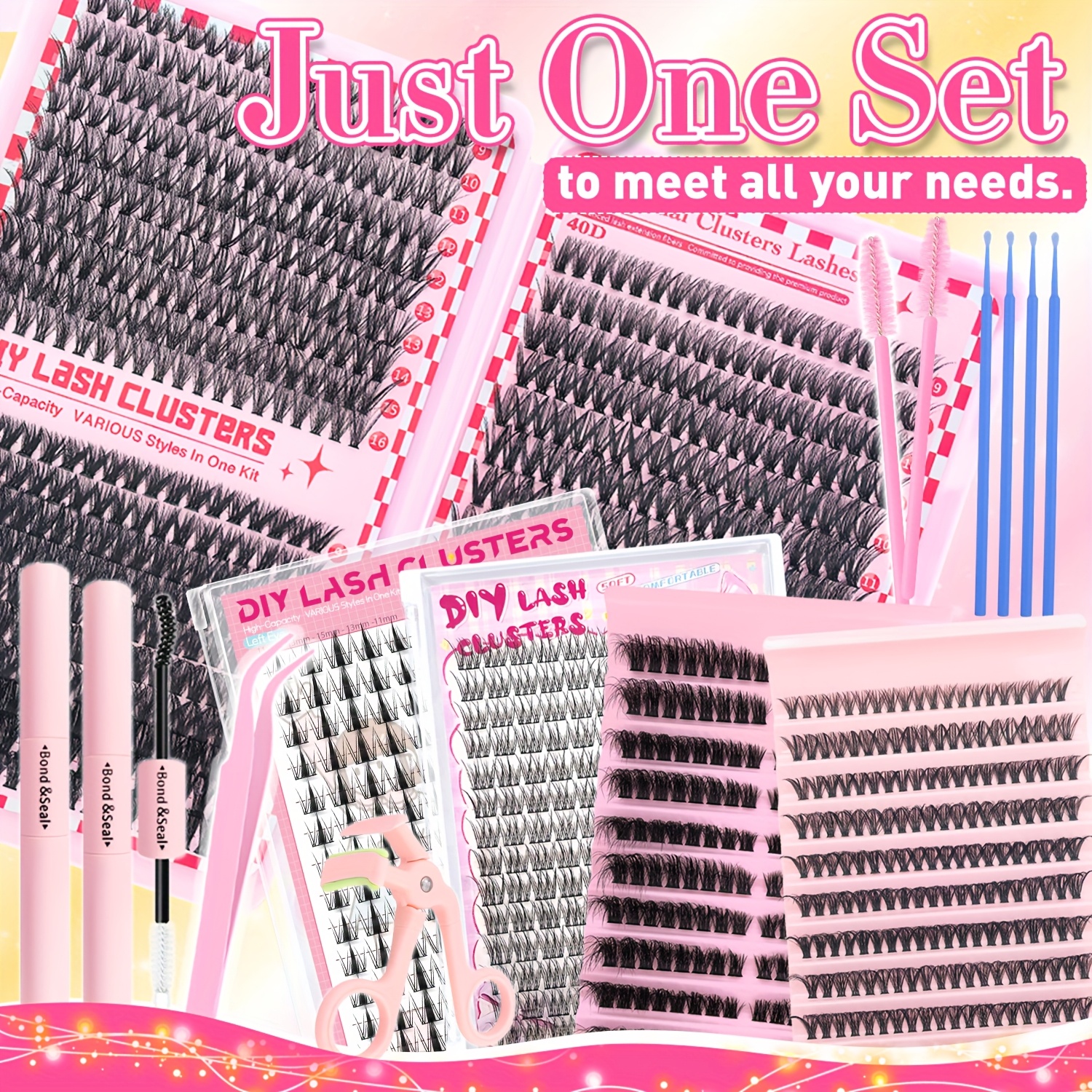 15pcs set mixed length 9 16mm d diy eyelash sion individual eyelashes kit 30d40d50d80d fish tail eyelash anime eyelash with tool natural thick ultra soft reusable wedding music festival thanksgiving day and daily use gift set details 0