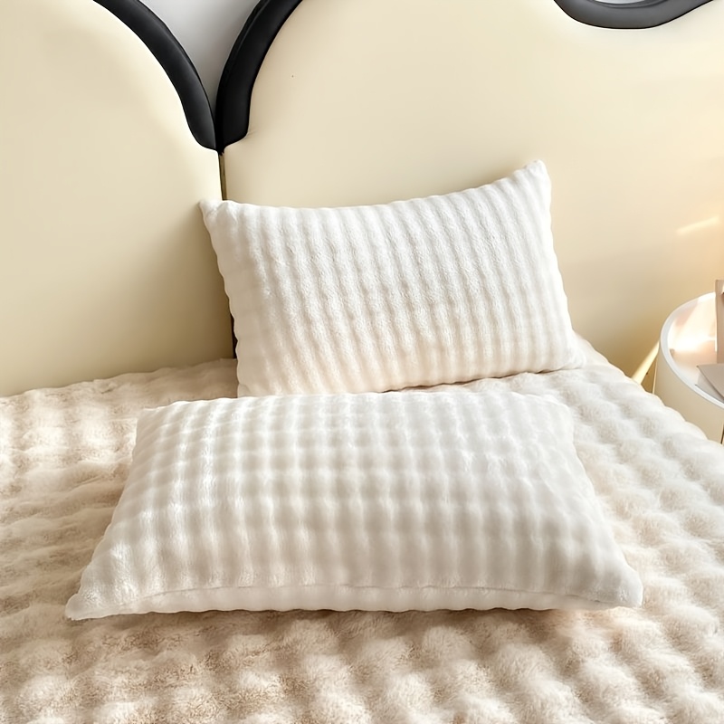 TEMU 2pcs Pair Of Super Soft And Comfortable Bubble Pillowcases, Skin-friendly, Machine Washable, Zippered Solid Color Pillowcases, Pillow Core Not