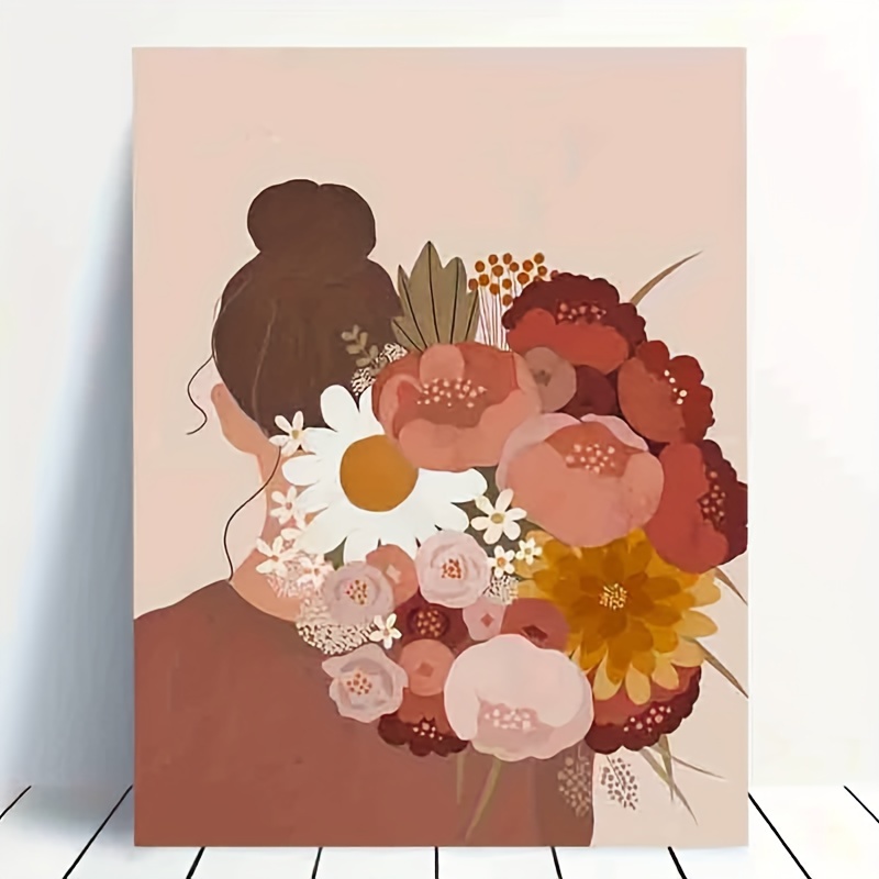 

Diy Draw By Number Adult Kit, 16x20 In 40x50 Cm Unframed, Flower Woman, Art Kit Abstract Painting Home Wall Decor Gift Mother's Day, Easter