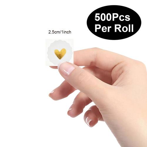 immagine dell'articolo 500 pz adesivi in lamina a forma di cuore adatti per decorazioni per ufficio, per buste, etichette per feste - carta adatta per di legno compatibile per forniture, scatola regalo con fogli di lamina a cuore per decorazioni per feste