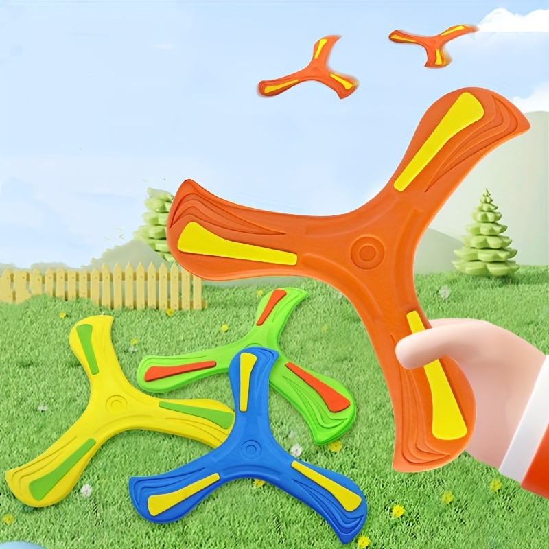 

2pcs Hand Thrown Three-leaf Boomerang, Summer Outdoor Grass Multiplayer Interactive Docking Game, Cute Pet Interactive Game With A Return Triangle, Wind Powered Three-leaf Boomerang Toy