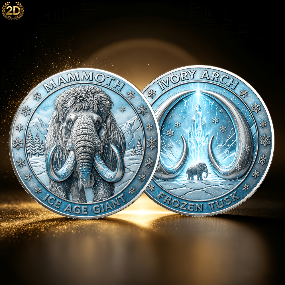 TEMU Replica Coin 1pc 2d Flat Printed Alloy Commemorative Coin, With Arch And , Double-sided Commemorative Medal, Prehistoric Science Popularization