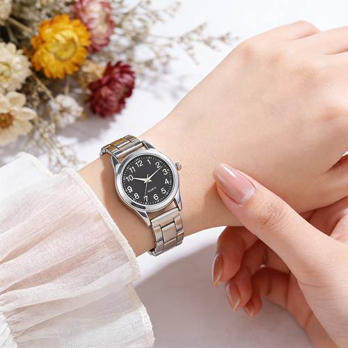 1pc fashion womens watch dial fashion watch elegant fashionable round dial silvery quartz watch daily decor holiday wear mothers gift for mom