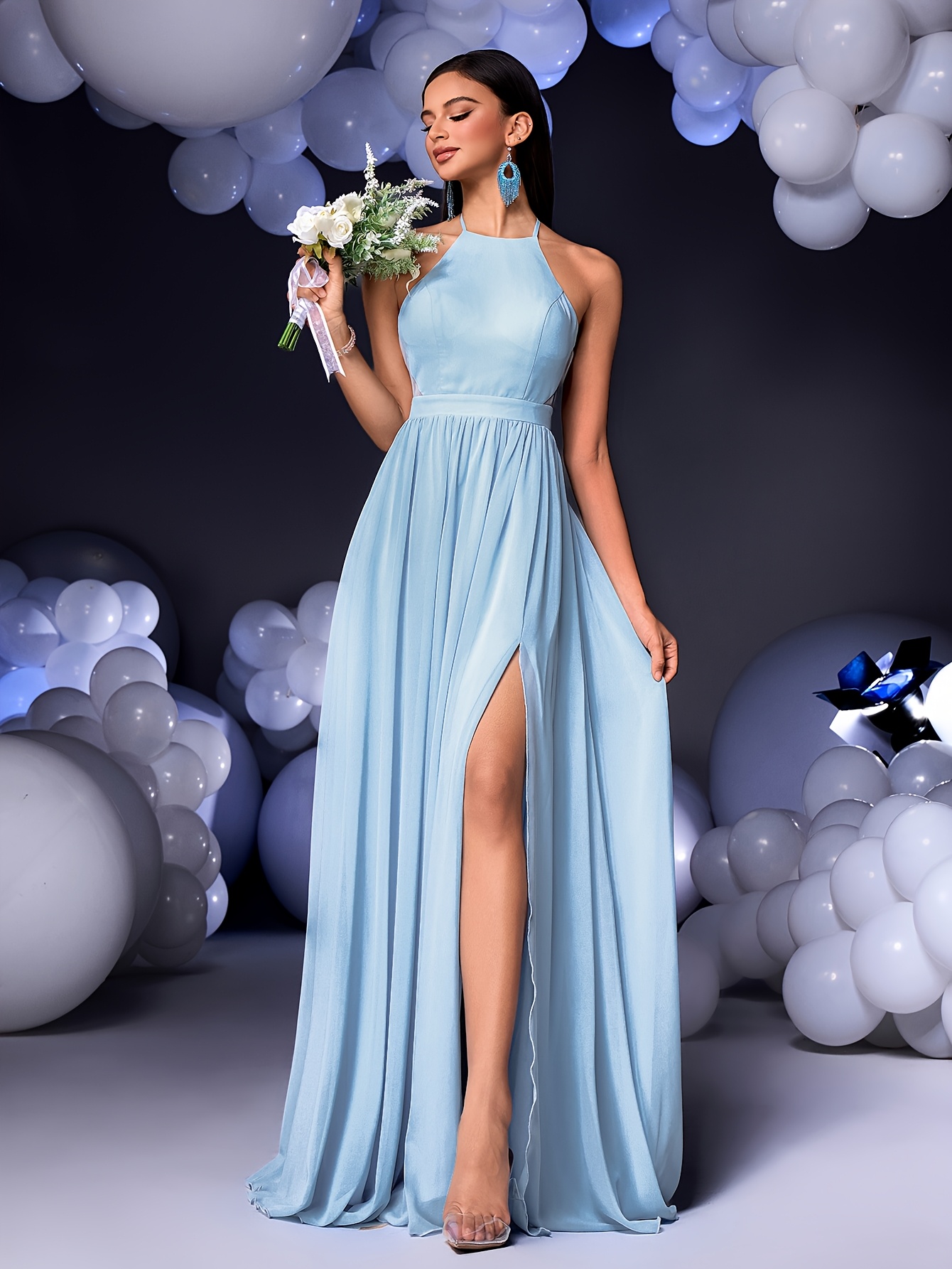 mini halter white dress LEAU main image 1