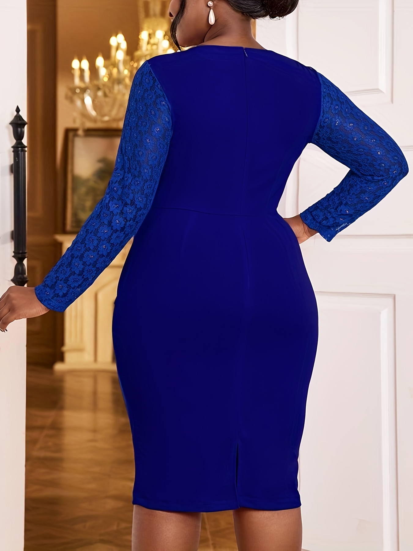 blue dress for baby girl Final Sale Plus Size Peplum Bodycon Dress with Layered Sleeves in White main image 1