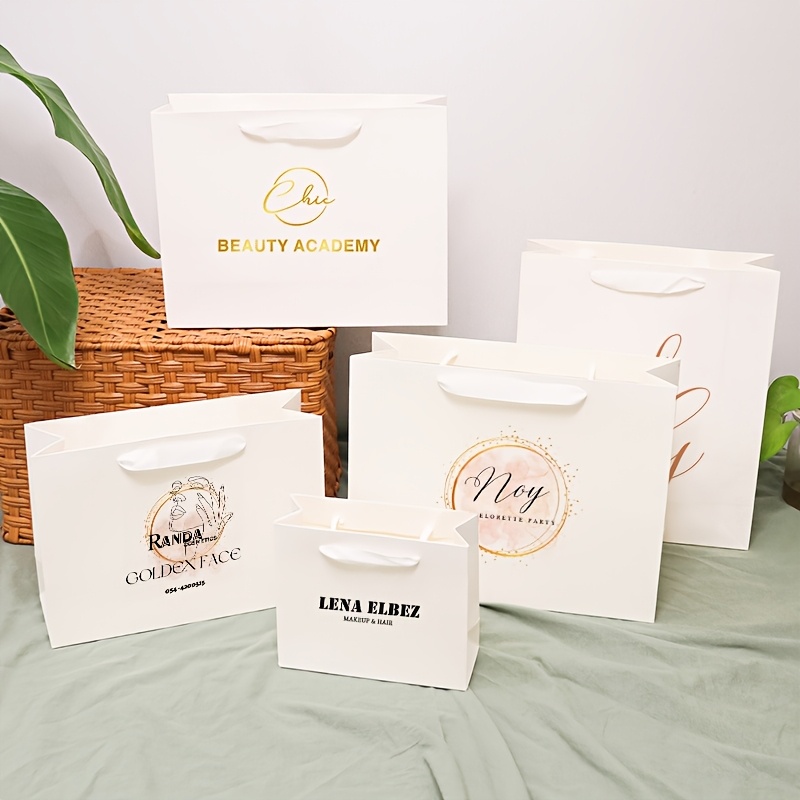 

Custom 5pcs Paper Gift Bags - Small Business, Jewelry, Clothing & Wig Packaging | Ideal For Weddings, Valentine's, Christmas & Showers