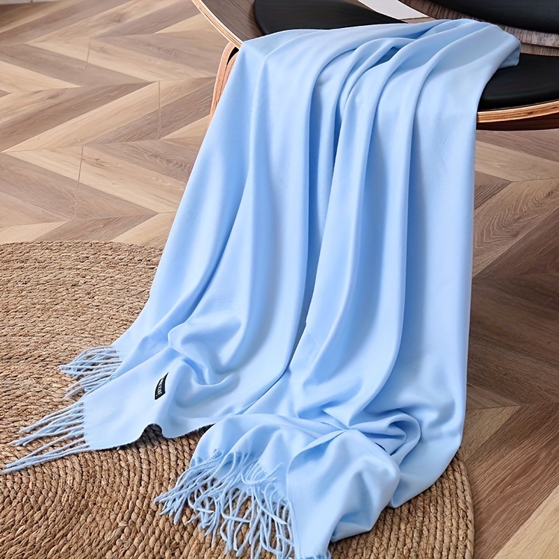 

Simple Solid Color Shawl, Elegant Thin Soft Comfortable Scarf With Fringe, Warm Versatile Inelastic Wrap For Women Gifts For Eid