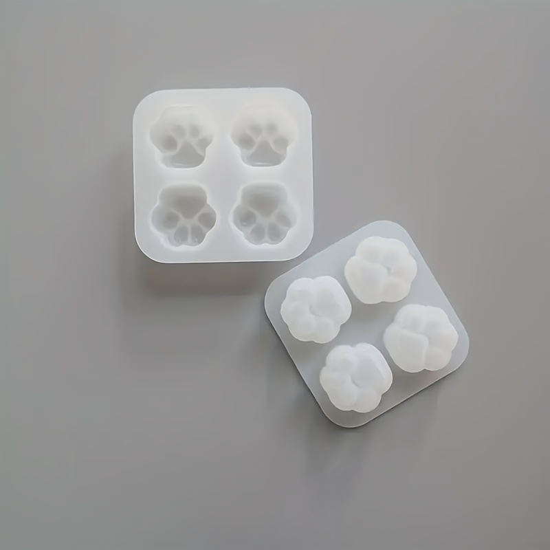 E-shop 2er-Set Mini Katzenpfotenabdruck Silikonformen - 4-fach Quadratische Form geeignet für Harz, Ton und Gips Bastelarbeiten - Ideal für