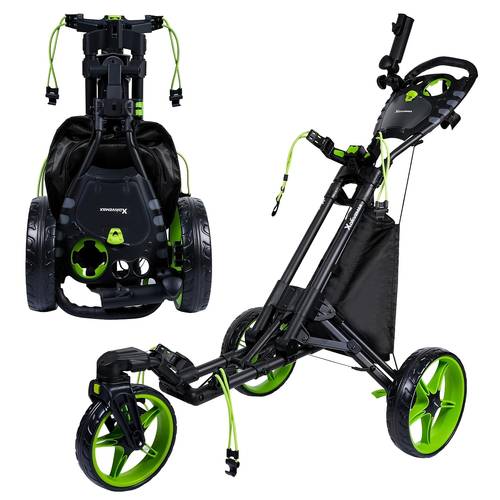 360 rotating 3 wheel foldable golf pull cart for golf clubs carries umbrella stand and