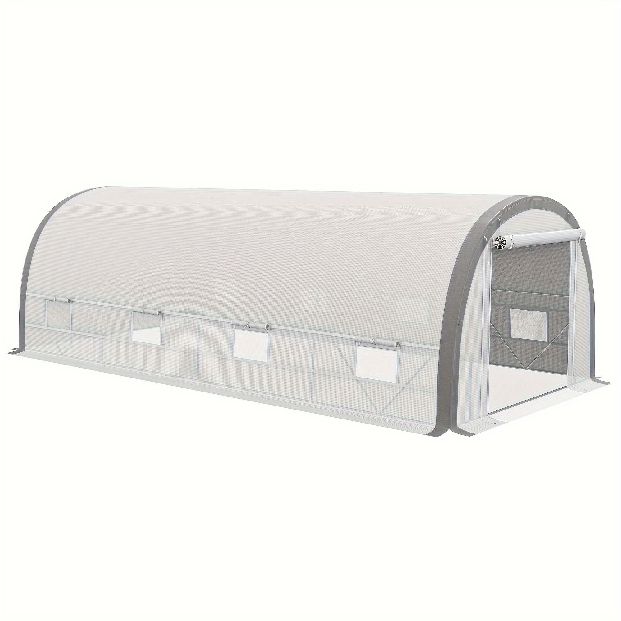 

Outsunny 19.5' X 10' X 6.5' Walk-in Tunnel Greenhouse With Upgraded Structure, Zippered Roll Up Mesh Door, 8 Mesh Windows, Warm Tent Gardening Green House With 15 Plant Labels And Gloves, White