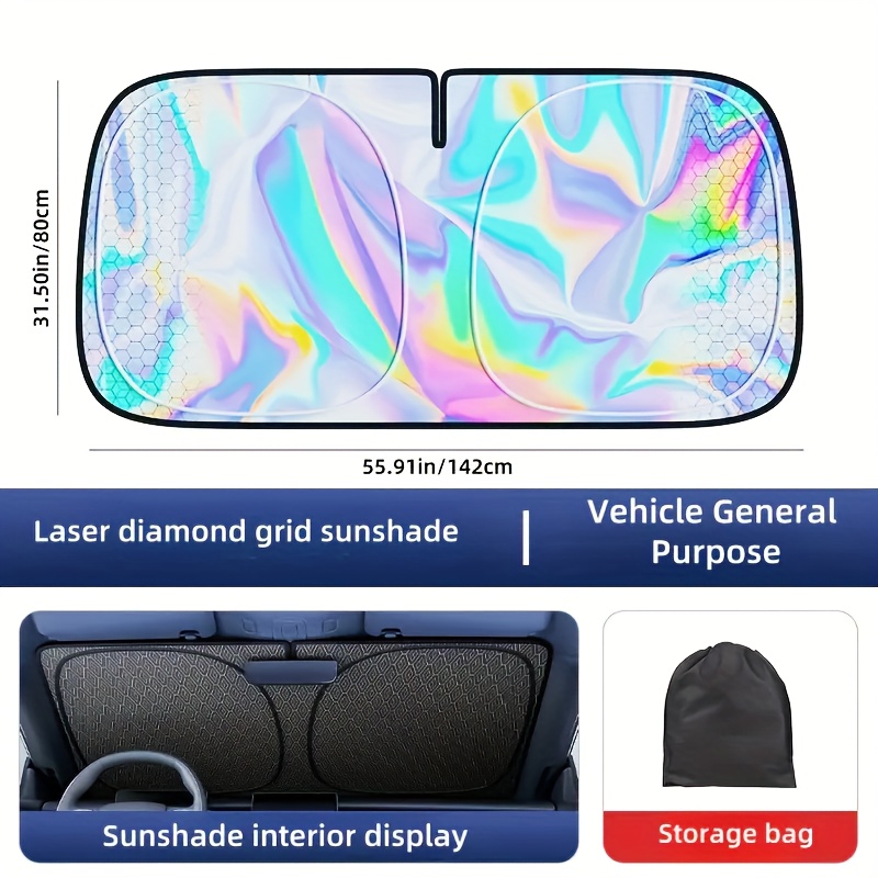 Image of Car Sunshade, Portable Car Sunshade Blocks And , Protects Interior Decoration Of The Vehicle, Front Window Heat Insulation Windshield Protective Cover