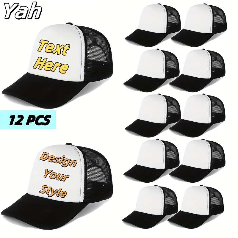 TEMU 12-pack Polyester Mesh Breathable Adjustable Caps | Sports Style Golf Dad Hats | Multicolor Outdoor Summer Caps With Cooling Sweatband | Bulk