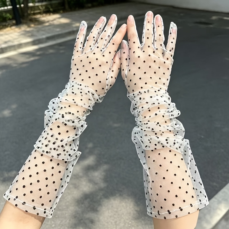 TEMU Tulle Long Gloves, Elegant Sheer Mesh Suitable For Weddings, Parties, Evening Dress Pairing, Women's Additions