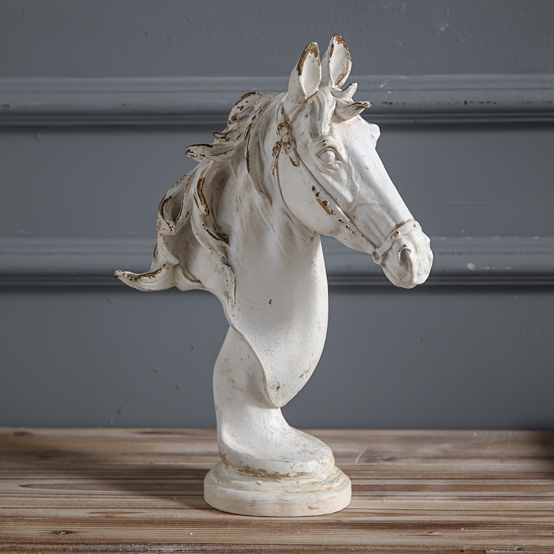 Metallic Horse Head Decoration - Modern Nordic Minimalist Decor with Beige/White/, Indoor/Outdoor Tabletop, Shelf, Mantel, Desk Decor - No Wiring Needed, Easy-Clean Surface for Living Room, Office, Entryway - Elegant Home & Office Accent Piece, Shelf Display, Contemporary Design, Highquality Finish, Statement Art, Interior Designers