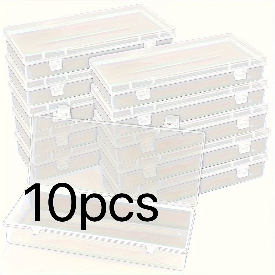 10pcs 6 Inch (. 15.2cm) Plastic Storage Box, Small Storage Container With Hinged Lid, Rectangular Transparent Box, Can Hold Beads, Jewelry, Game Pieces, Pens And Crafts (6...2 Inch)